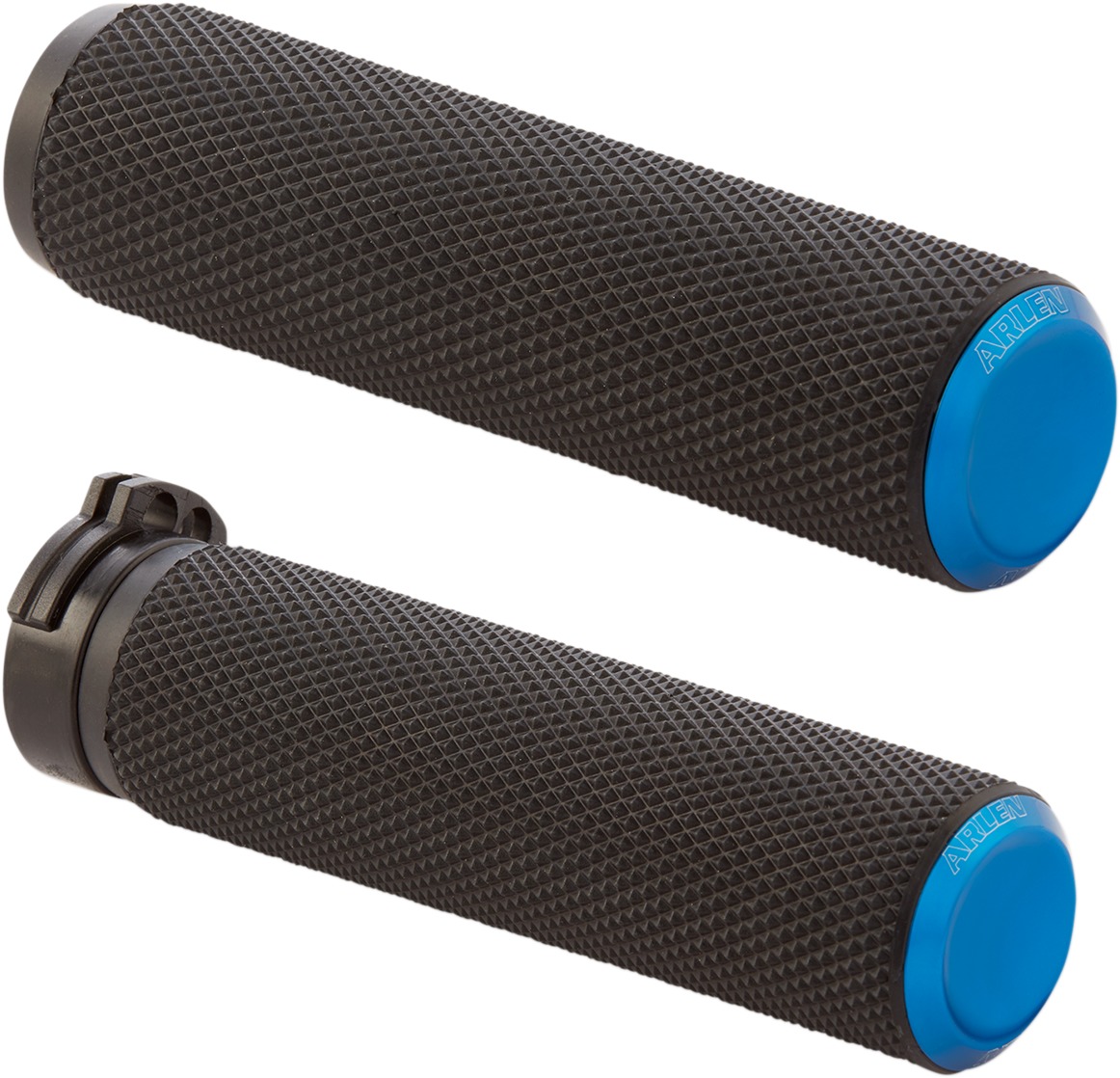 Arlen Ness Knurled Rubber Cable Grips Blue 07-335 - Click Image to Close