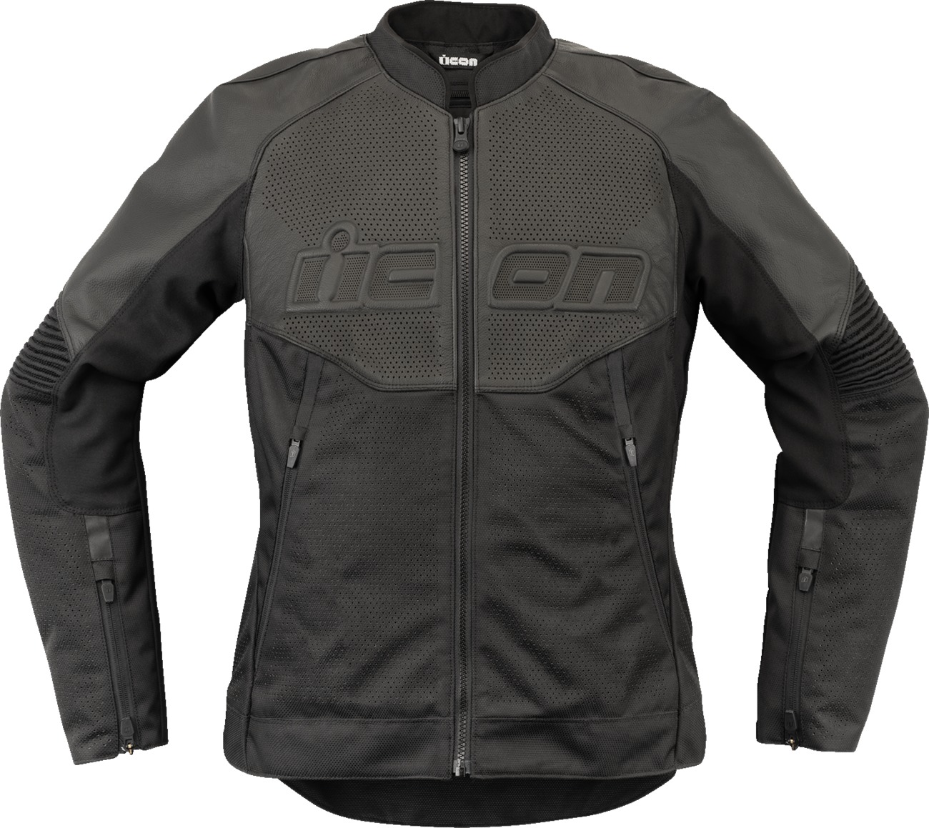 ICON Women's Overlord3 Leather Jacket Black M - Women's sport leather jacket in Black, size M - Click Image to Close