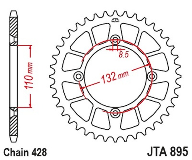 Black Aluminum Rear Sprocket - 48 Teeth 428 Pitch - Click Image to Close