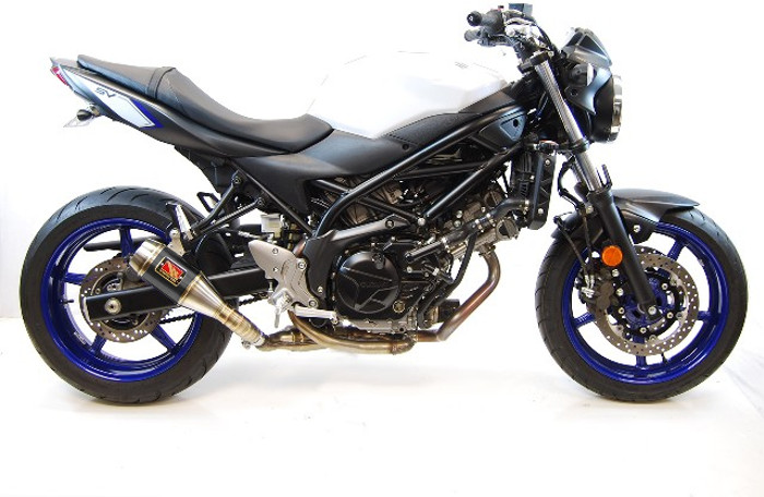 Black Center GP Slip On Exhaust - For 17+ Suzuki SV650 - Click Image to Close