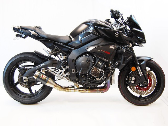 Black Center GP Slip On Exhaust - For 17-23 Yamaha FZ-10 & MT-10 - Click Image to Close