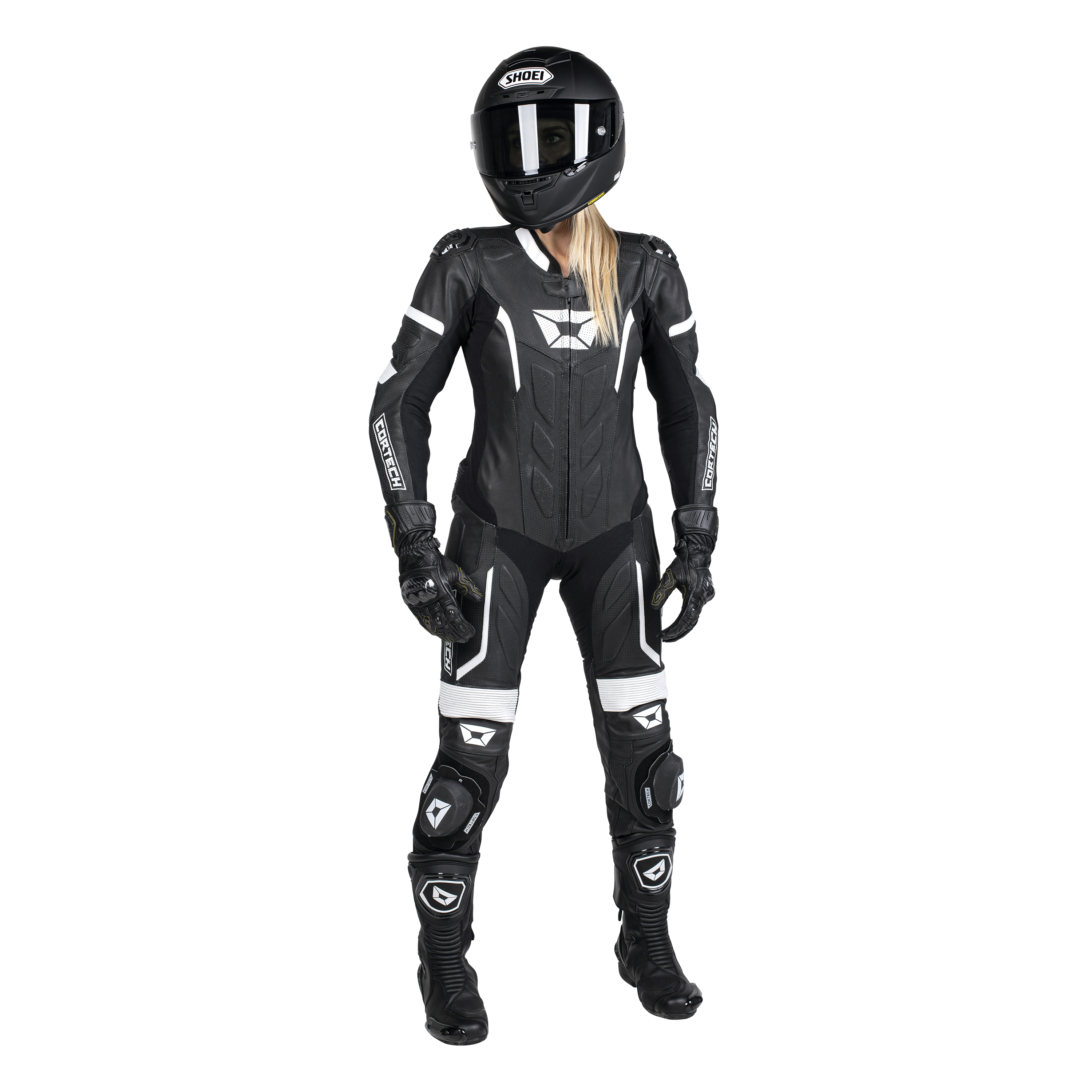 Men's Apex V1 RR Leather One-Piece Race Suit Black/White 2X-Large - Click Image to Close