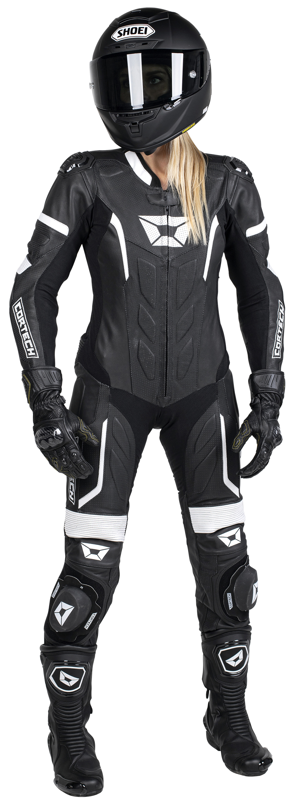 Men's Apex V1 RR Leather One-Piece Race Suit Black/White X-Large - Click Image to Close