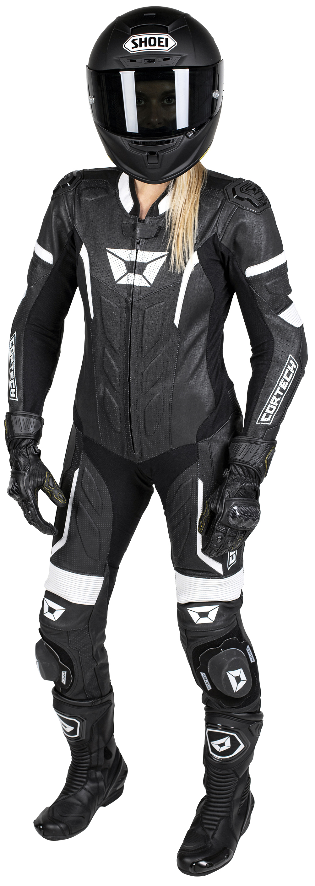 Men's Apex V1 RR Leather One-Piece Race Suit Black/White Large - Click Image to Close