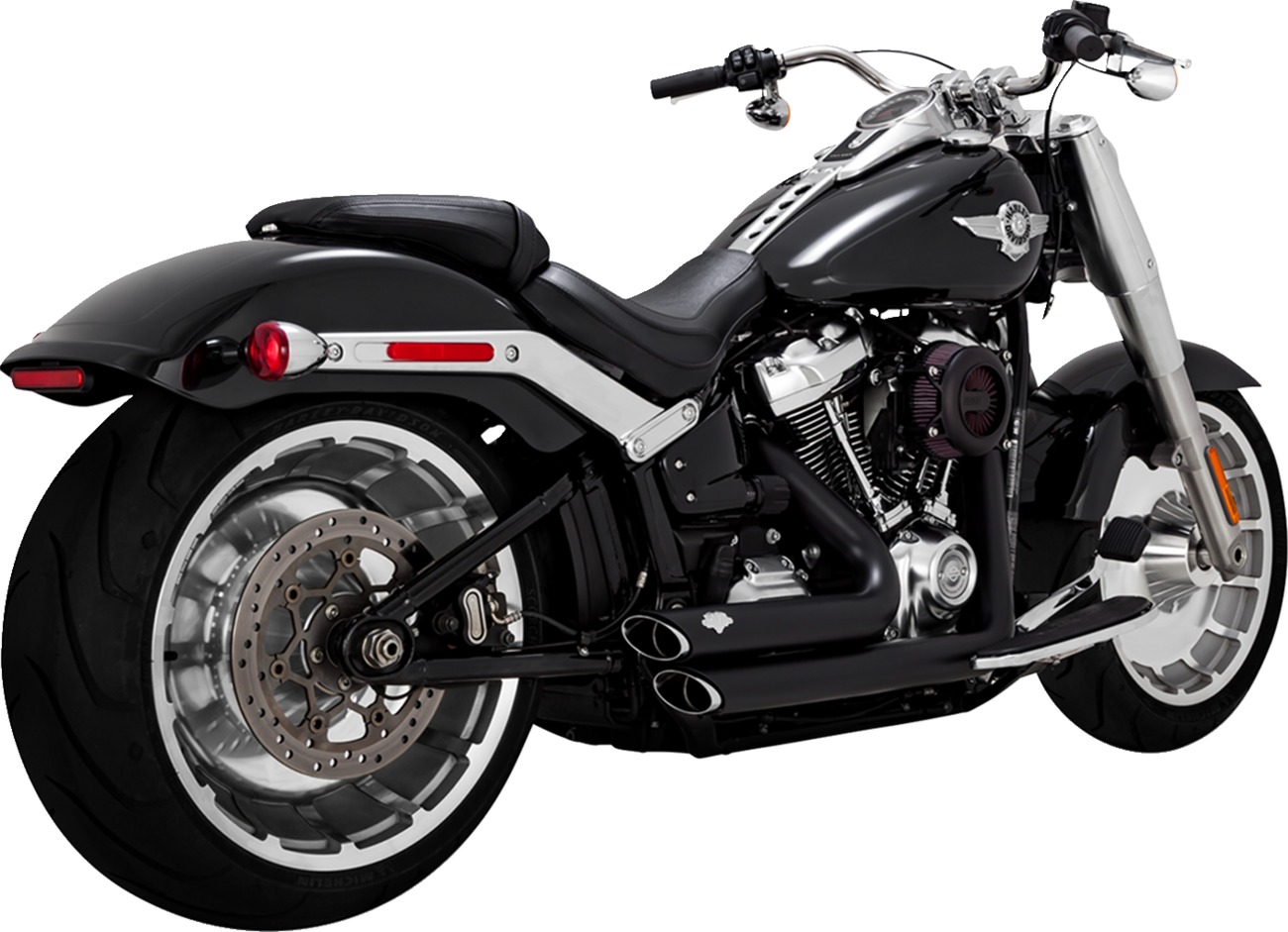 Vance & Hines Shortshots Staggered Exhaust Black For Harley Softail - Fits Harley Softail Fat Boy, FXDR, Breakout FXBR - Click Image to Close