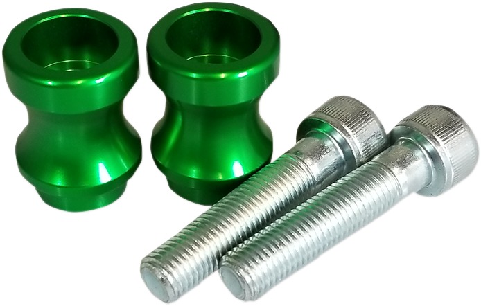 Vortex Swingarm Spools 10mm Green Pair For Most Late Kawasaki - 10mm Green Swingarm Spools For Most Late Kawasaki - Click Image to Close