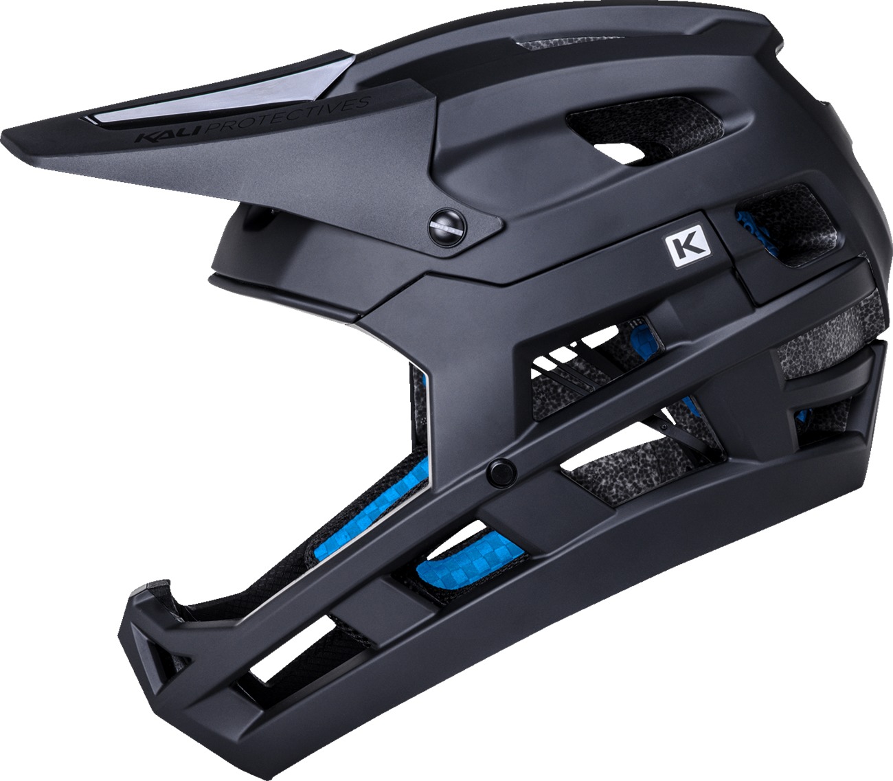 Kali DH Invader Full Face Bicycle Helmet Matte Black L-2XL - Full face bike helmet, matte black, size L-2XL - Click Image to Close
