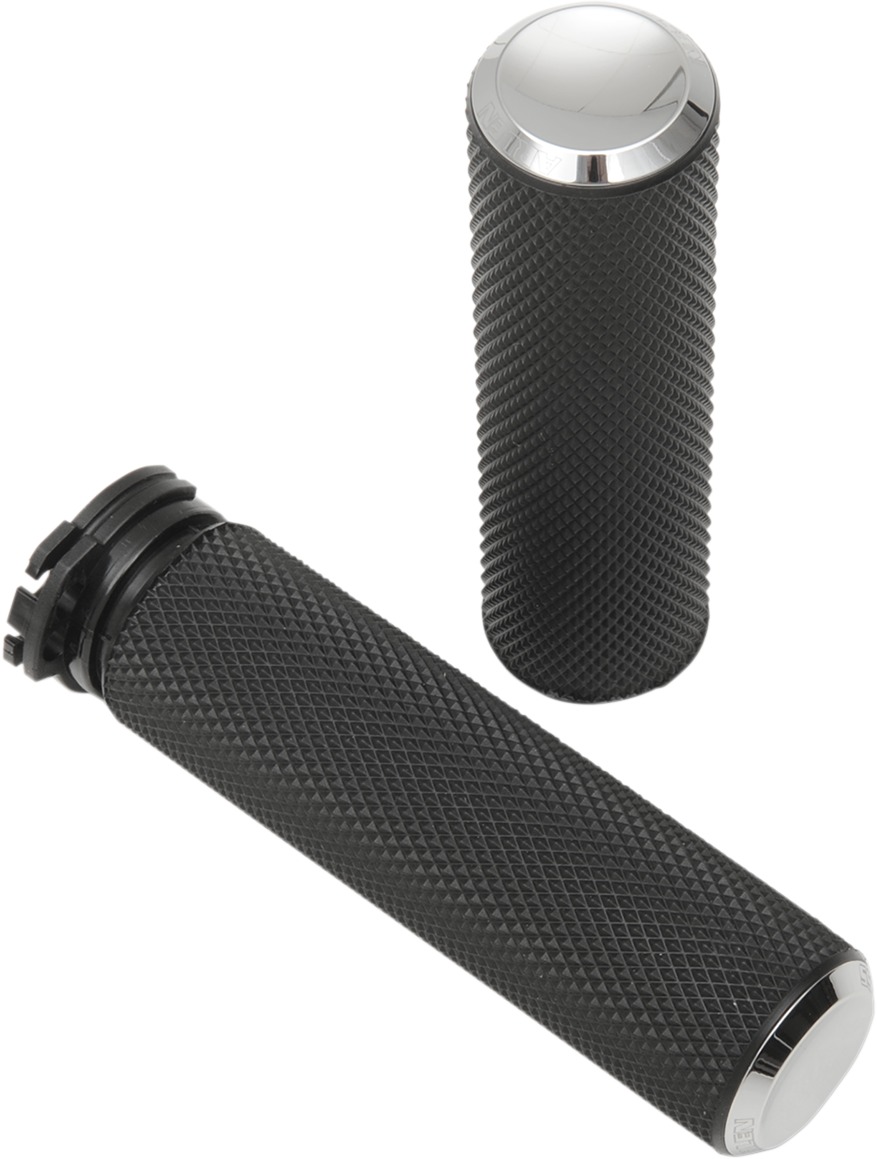 Arlen Ness Cable Style Fusion Series Grips Chrome Knurled - Click Image to Close