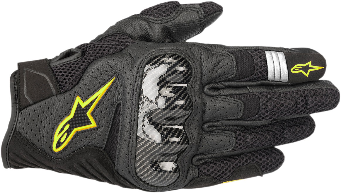 SMX1 Air V2 Motorcycle Gloves Black/Yellow Medium - Click Image to Close