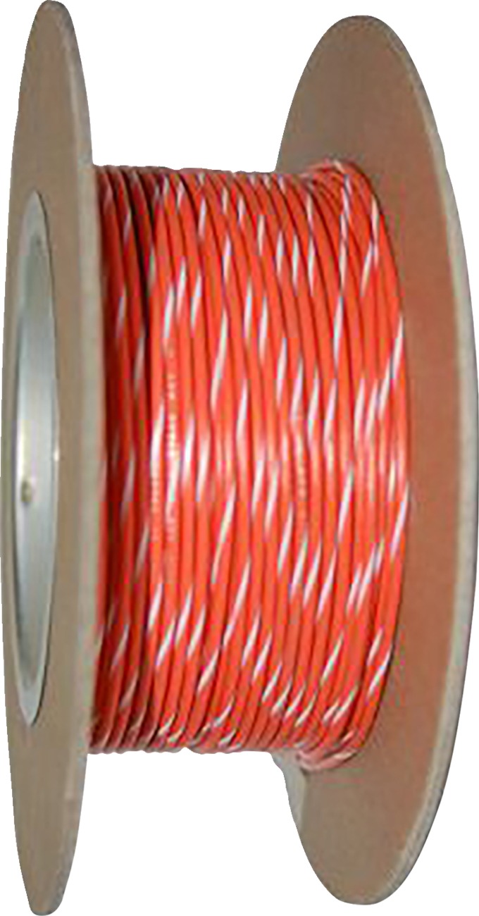 NAMZ 100ft 20 AWG Orange/White Stripe Primary Wire Spool - 100ft spool 20 AWG Orange/White Stripe wire - Click Image to Close