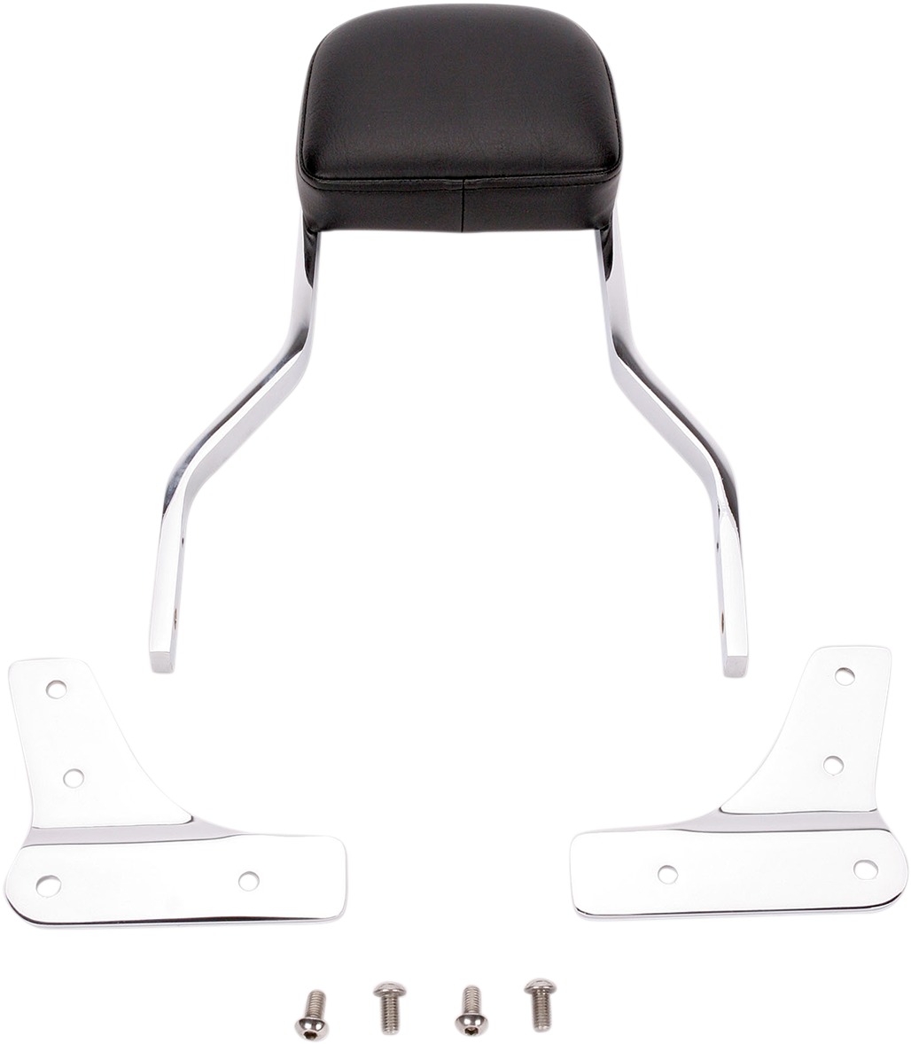 Short Square 14" Sissy Bar Chrome - For 96-08 Kawasaki 1500 Vulcan Classic - Click Image to Close