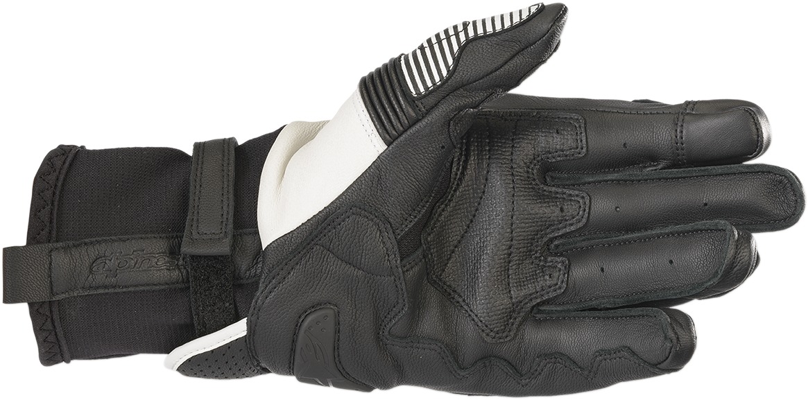 GPX V2 Motorcycle Gloves Black/White Large - Click Image to Close