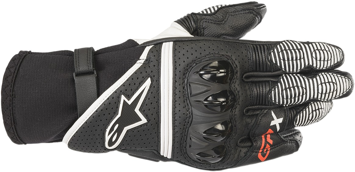 GPX V2 Motorcycle Gloves Black/White Medium - Click Image to Close