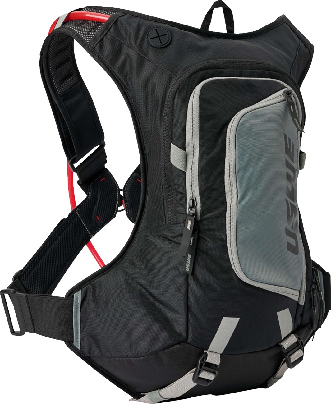 USWE Moto Hydro 12L Hydration Pack Black/Gray 3.0L Bladder - 12L hydration pack with 3.0L bladder, Black/Gray - Click Image to Close