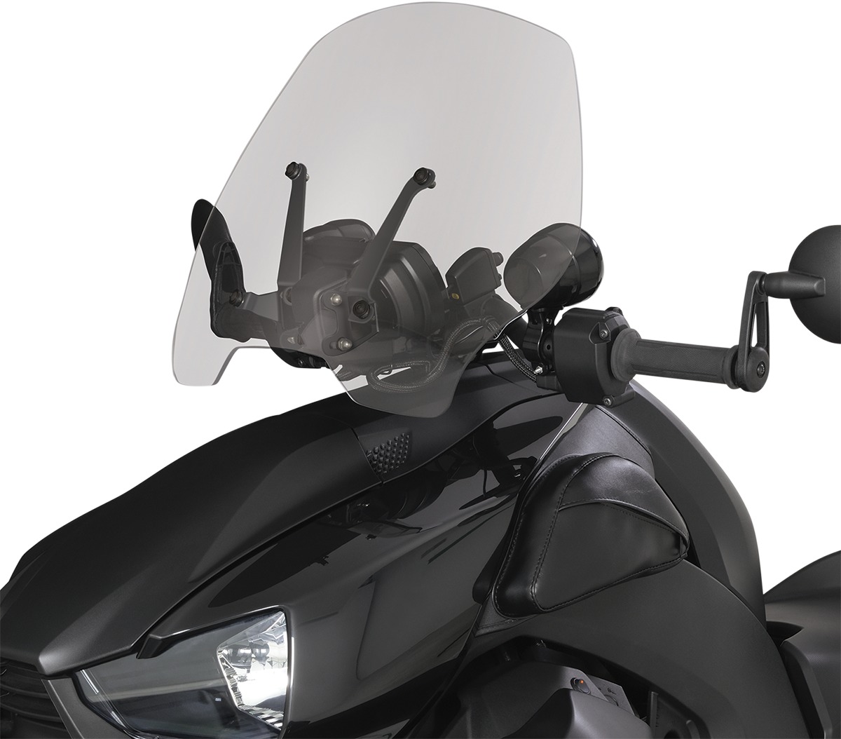 Show Chrome Adjustable Smoke Windshield 16"x21" For Ryker - Click Image to Close