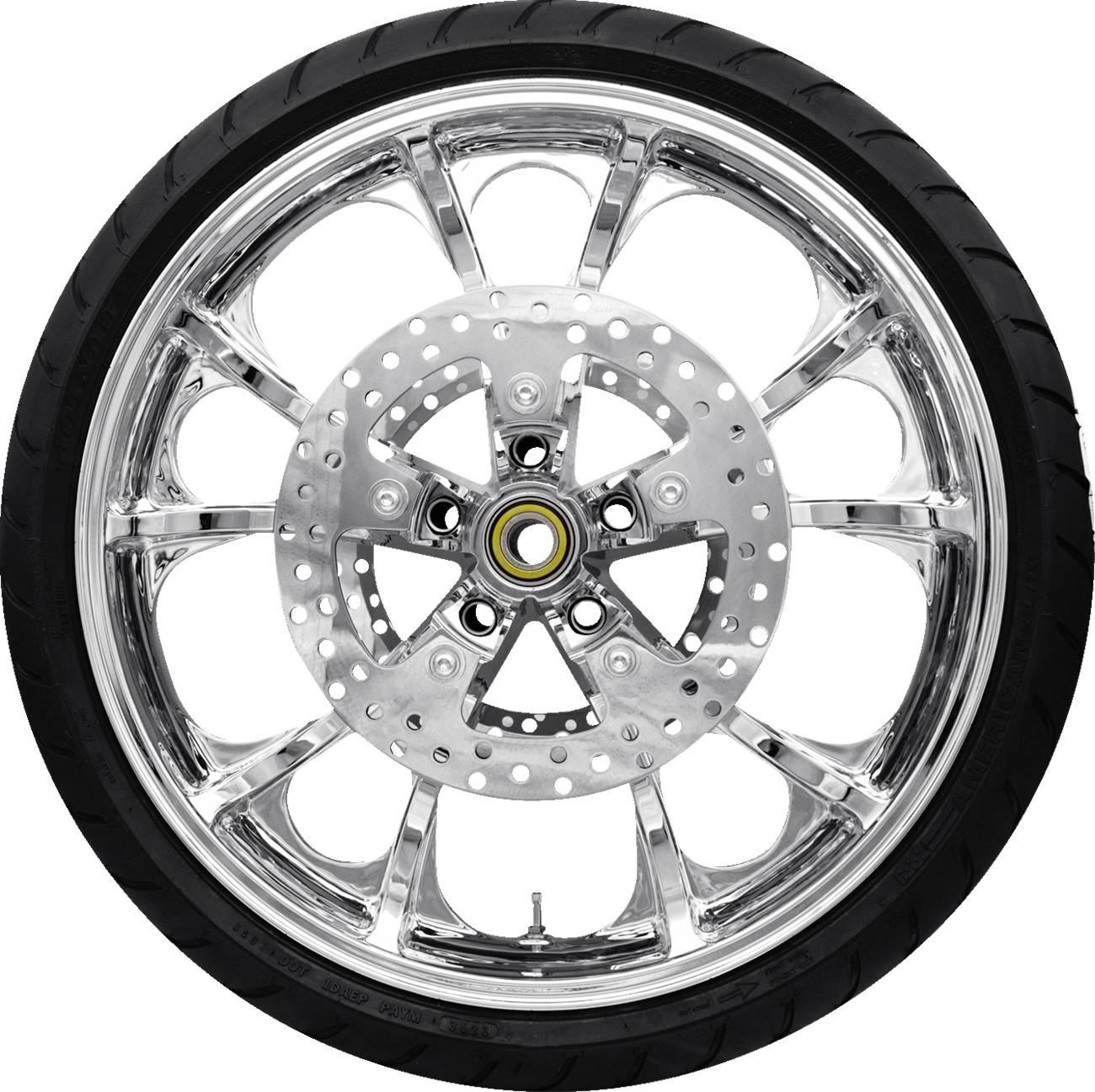 Coastal Moto Largo 21x3.5 Chrome Front Wheel/Tire Kit ABS For Harley-Davidson - Click Image to Close
