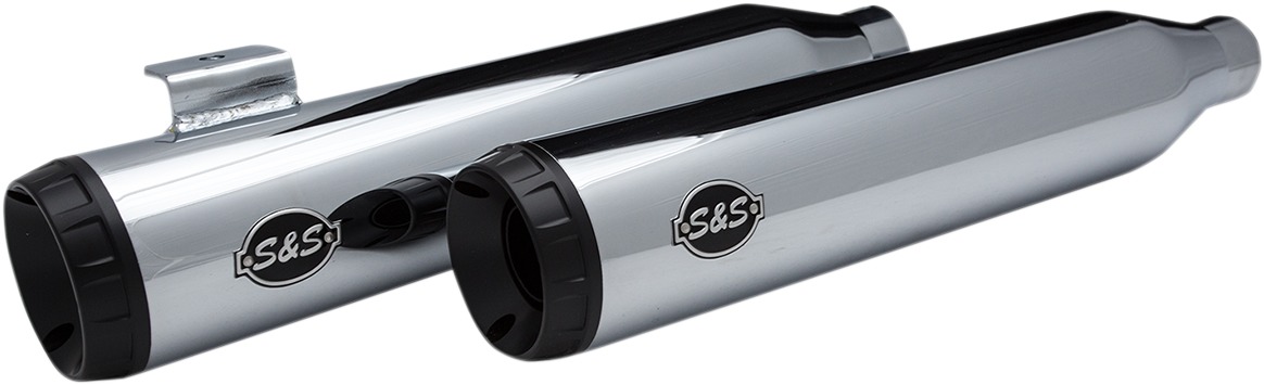 Grand National Chrome Slip On Exhaust Black Cap - For 08-17 Harley Dyna - Click Image to Close