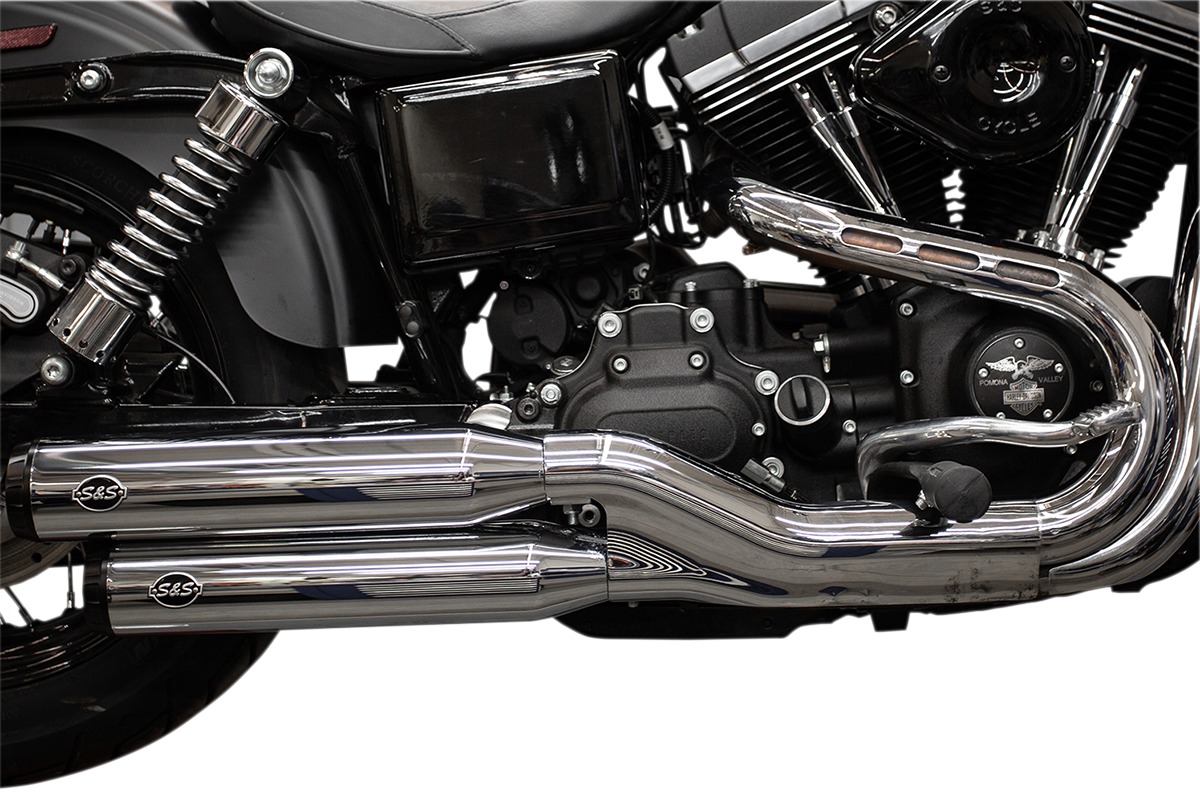 Grand National Chrome Slip On Exhaust Black Cap - For 08-17 Harley Dyna - Click Image to Close