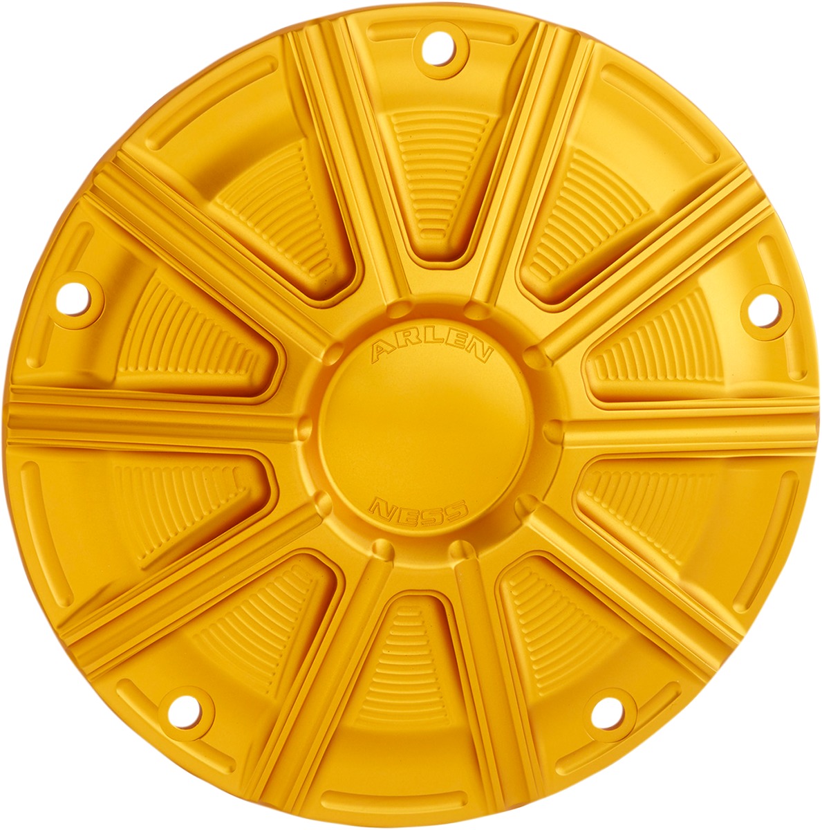 Arlen Ness 10-Gauge Derby Cover Gold - Click Image to Close