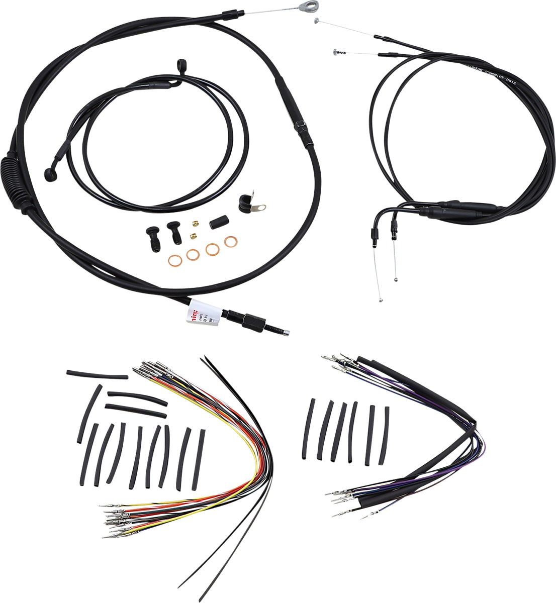 Extended Black Control Cable Kit - 16" tall bars - HD Softail - Click Image to Close