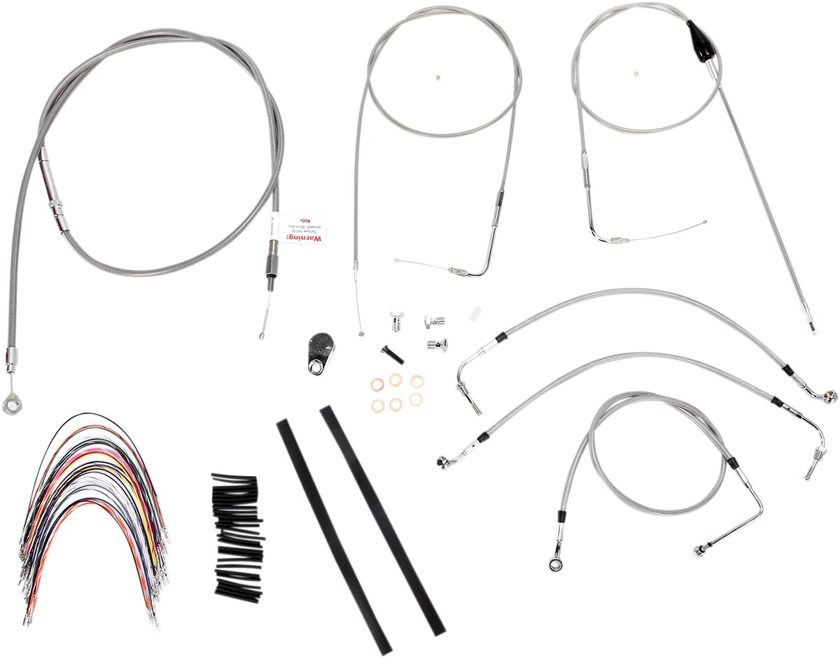 Extended Braided S.S. Control Cable Kit, 2007 Baggers - 14" tall bars (w/CRUISE) - Click Image to Close