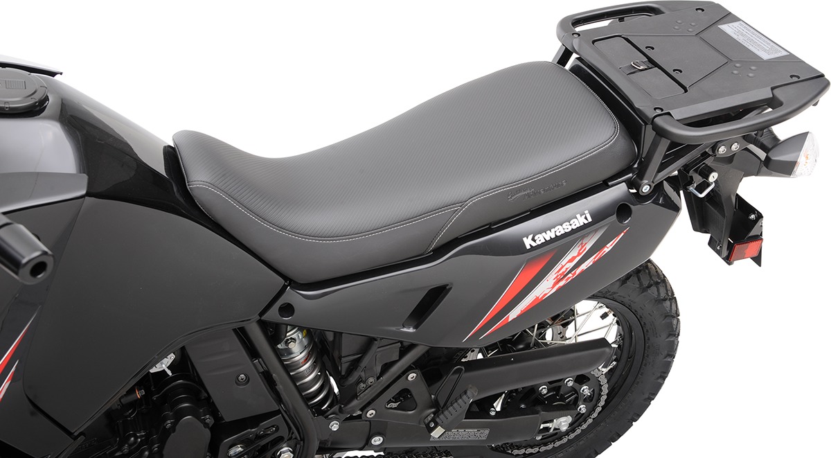 Adventure Tour Vinyl 2-Up Seat Black Foam Low - For 87-18 Kawasaki KLR650 - Click Image to Close