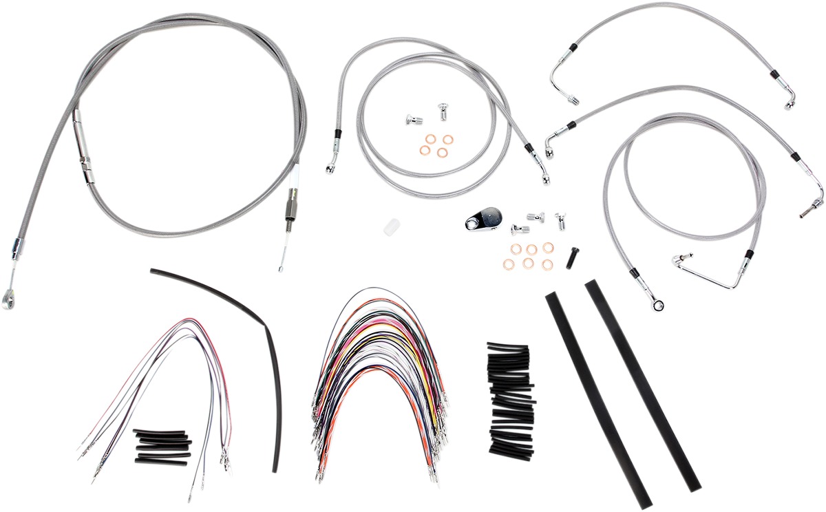 Extended Braided S.S. Control Cable Kit for Baggers - 14" tall bars (ABS) - Click Image to Close