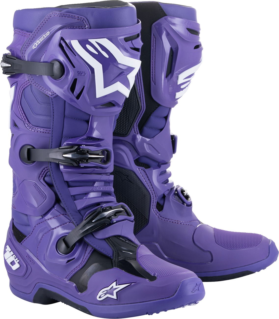 Alpinestars Tech 10 Boots Ultraviolet Black Size 12 - Premium motocross boots, US 12, Ultraviolet Black - Click Image to Close