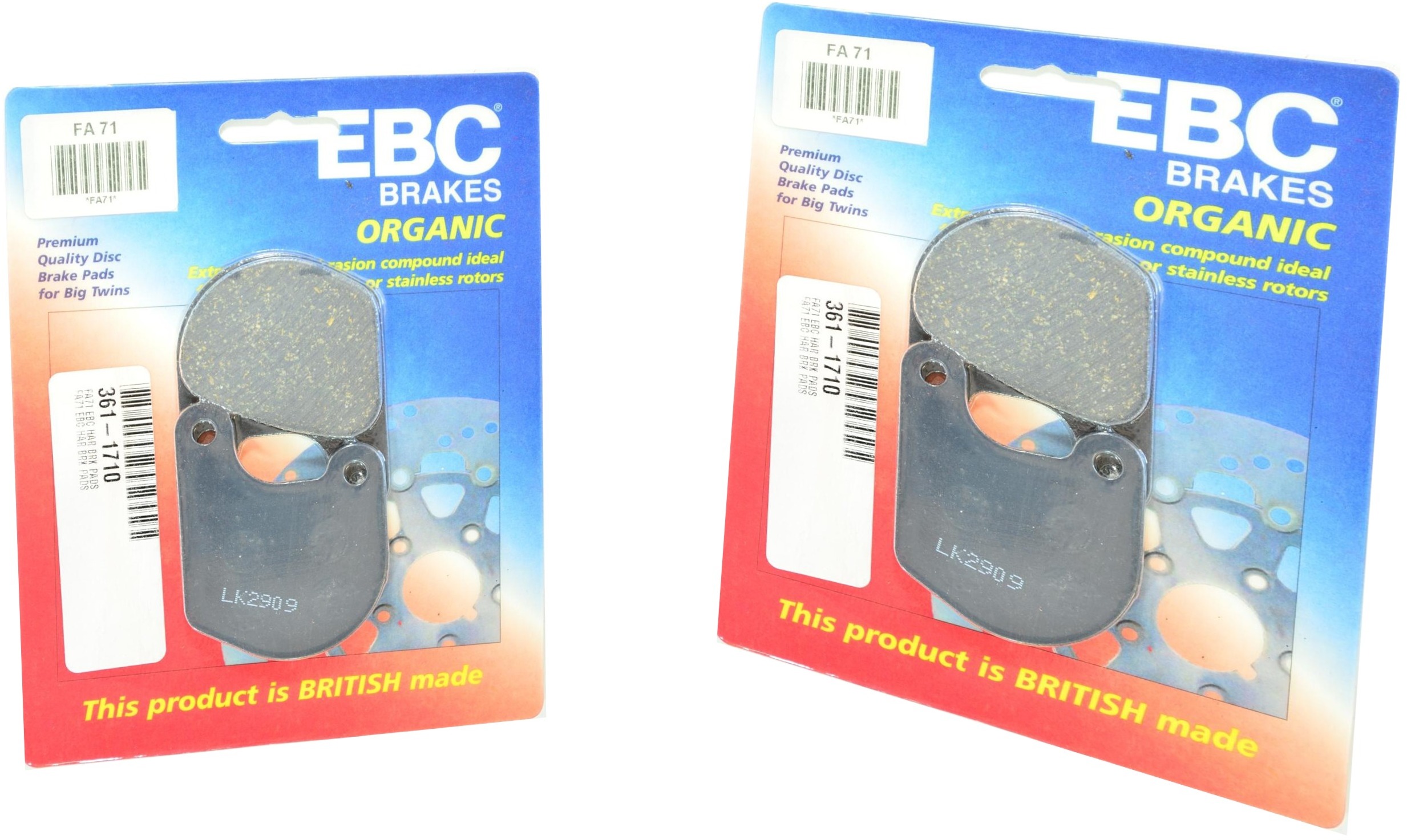 Standard Organic Brake Pads Front Set - Click Image to Close