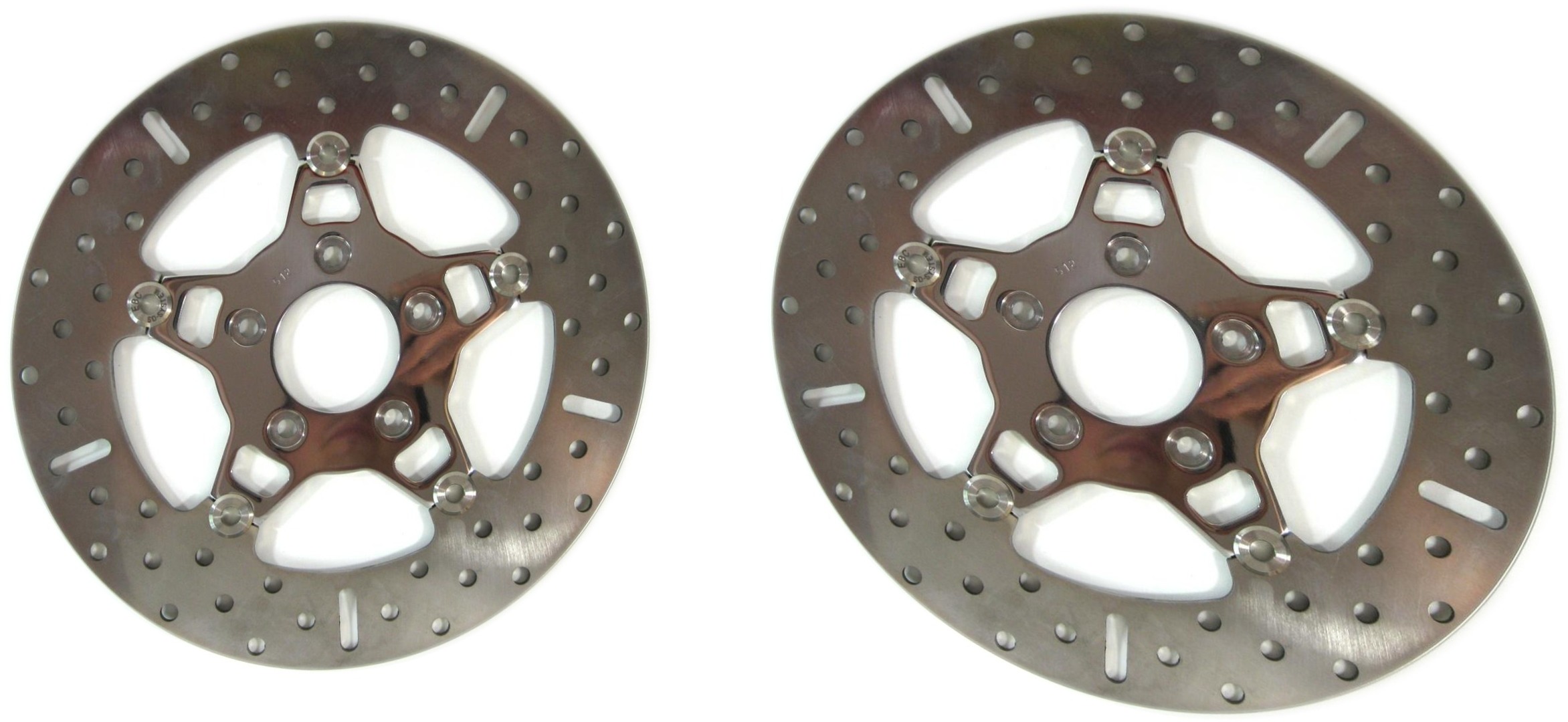 5 Button Floating Brake Rotors - Polished Center Front Set - Click Image to Close
