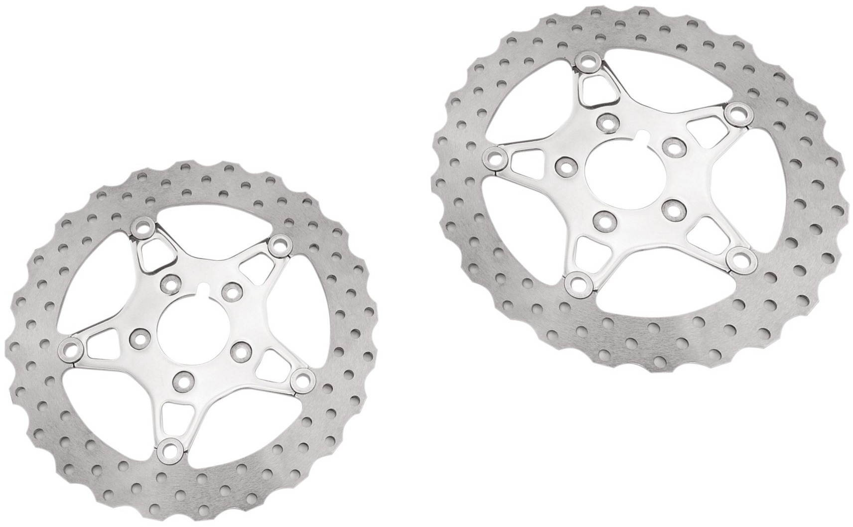 Polished Floating Brake Rotors - 5 Button Floating Brake Rotor - Polished Center Front Set - Click Image to Close