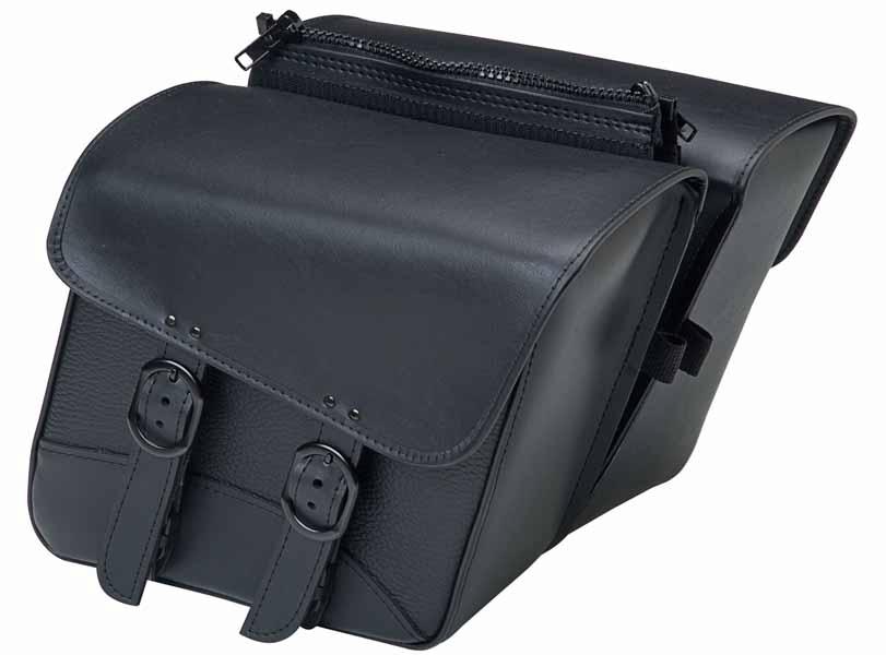 Willie & Max Universal Black Jack Compact Slant Motorcycle Saddlebag Set - Click Image to Close