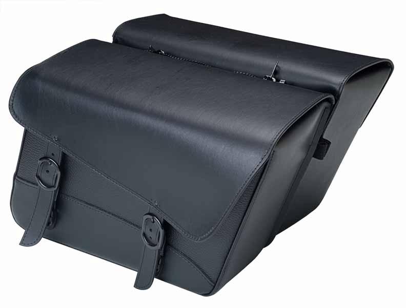 Willie & Max Large Universal Black Jack Compact Slant Motorcycle Saddlebag Set - Click Image to Close