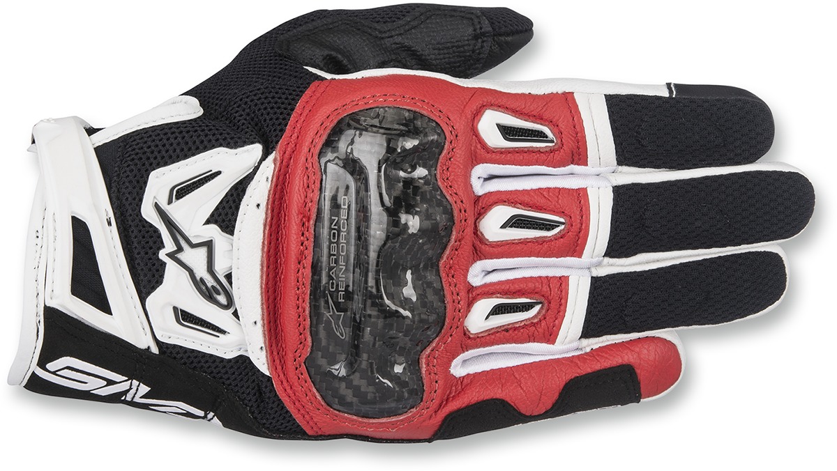 SMX-2 V2 Air Carbon Motorcycle Gloves Black/Red/White Medium - Click Image to Close