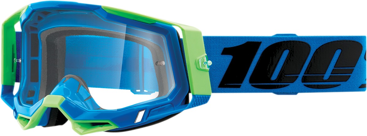 Racecraft 2 Fremont / Blue / Fluorescent Green Goggles - Clear Lens - Click Image to Close