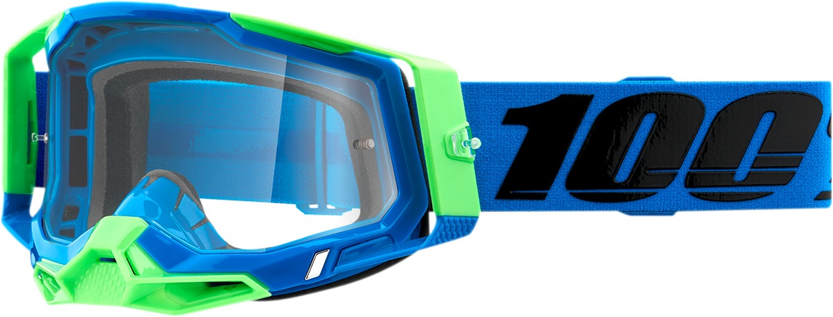 Racecraft 2 Fremont / Blue / Fluorescent Green Goggles - Clear Lens - Click Image to Close