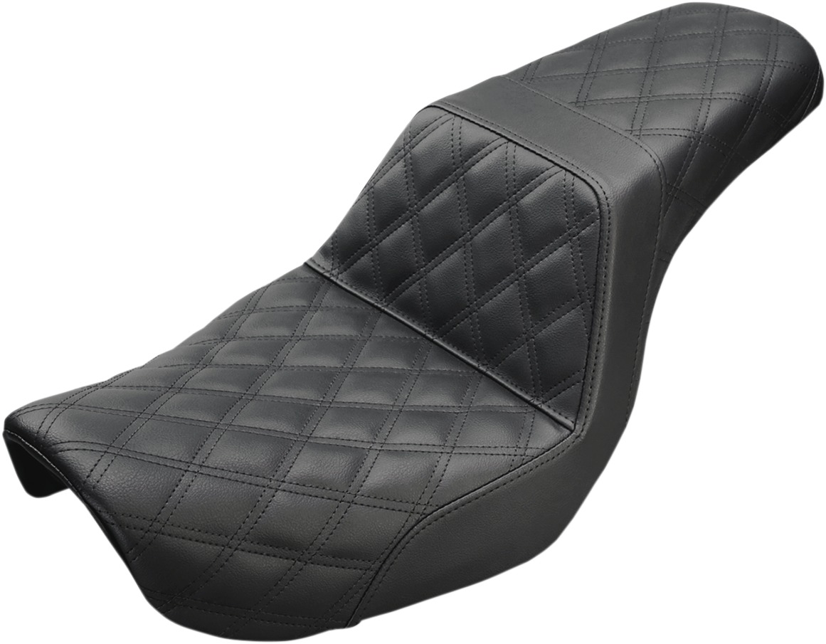 Step-Up Lattice Stitched 2-Up Seat - Black - For 04-05 Harley FXD - Click Image to Close