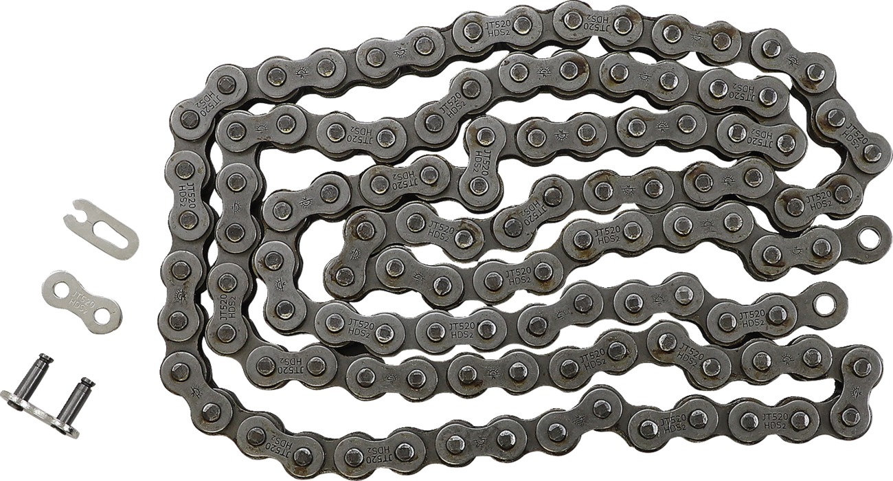 JT Chains 520HDS 112-Link Raw Drive Chain - Super heavy-duty 520 chain, clip master link - Click Image to Close