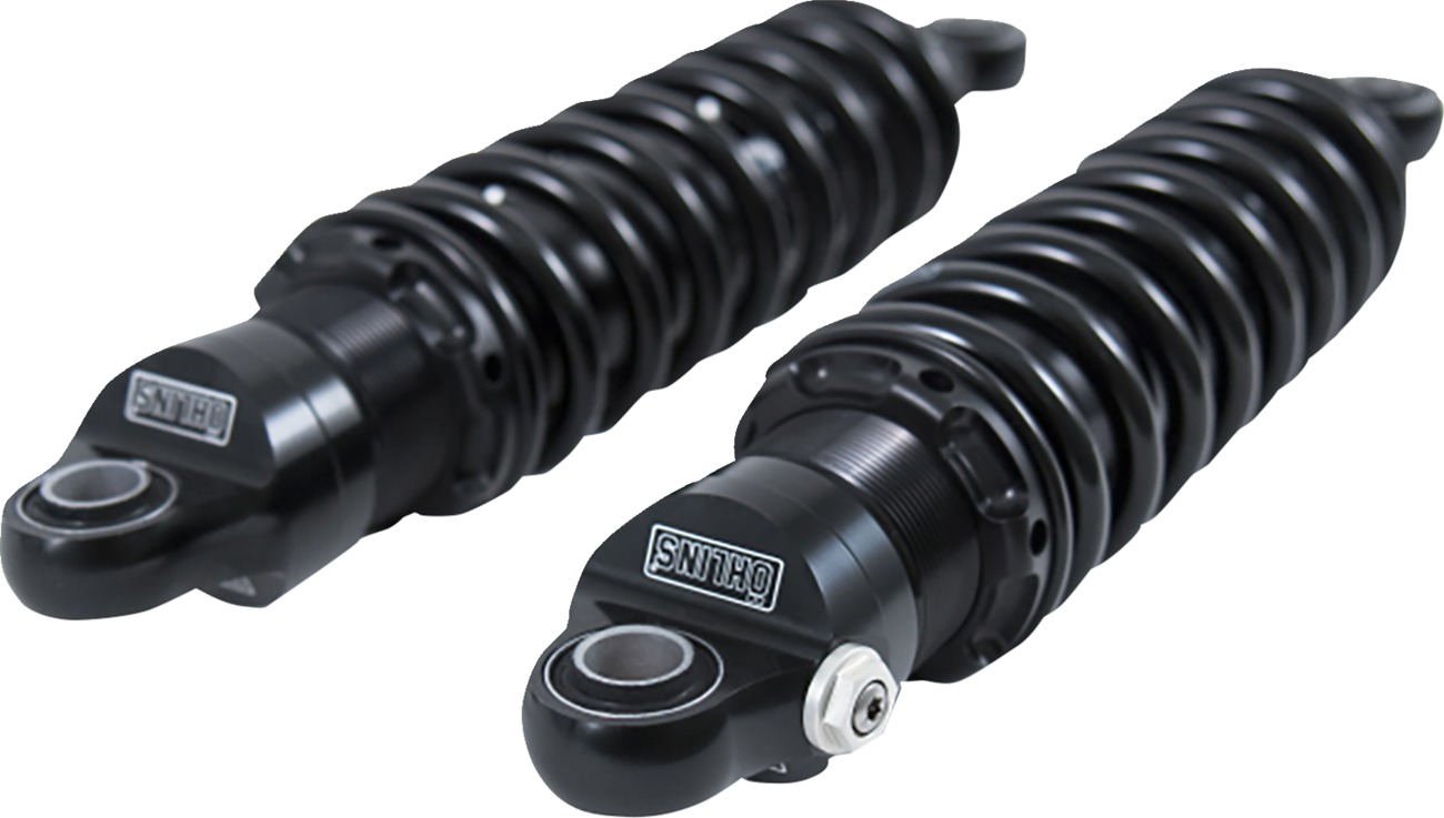 Ohlins STX36D Blackline Twin Shocks Black Pair For Harley Dyna 91-17 - Rear shocks, pair, For Harley-Davidson Dyna 91-17 - Click Image to Close