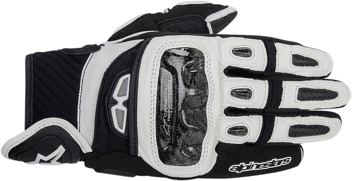 GP Air Leather Motorcycle Gloves Black/White Medium - Click Image to Close