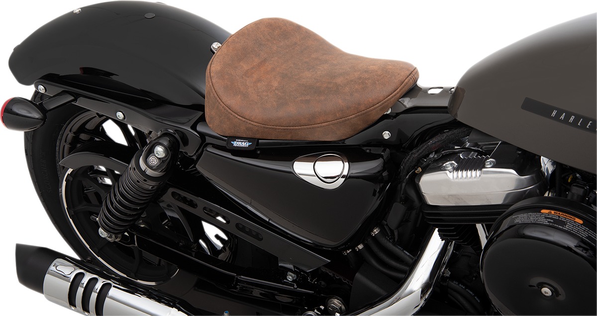 Bobber Smooth Leather Solo Seat Brown - For 10-20 Harley XL - Click Image to Close
