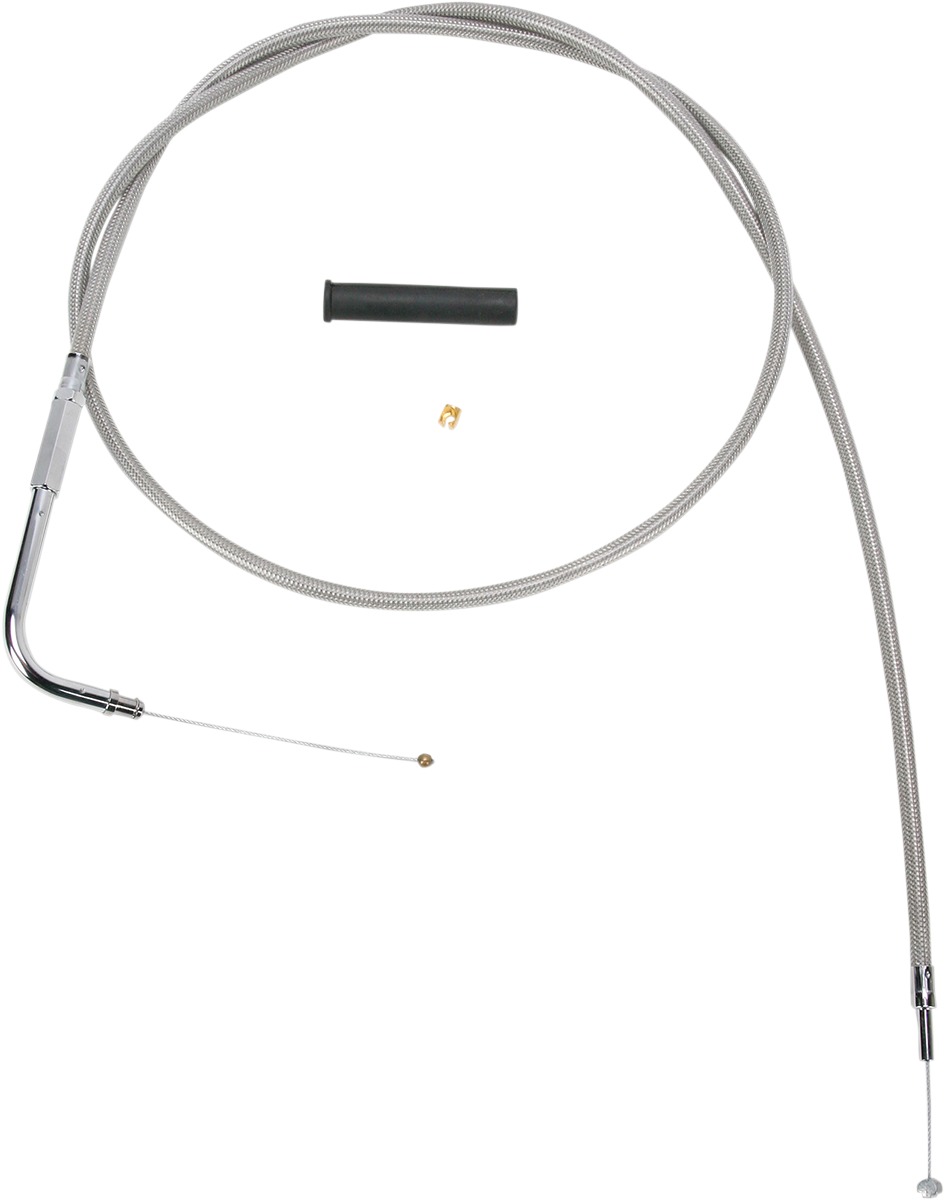 Drag Specialties Stainless Braided Throttle Cable 50in For Harley-Davidson - Braided throttle cable for Harley-Davidson models - Click Image to Close