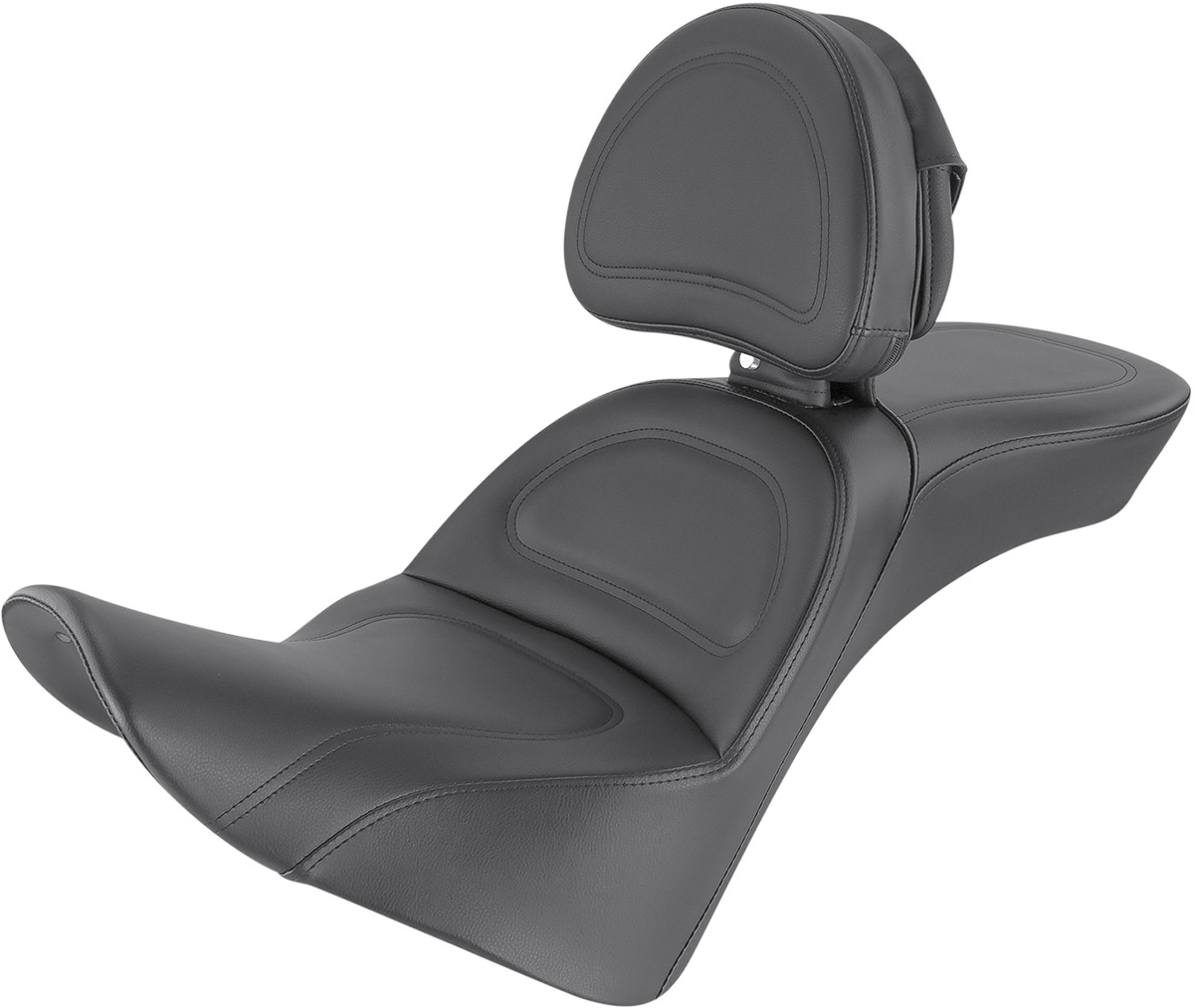 Explorer Smooth 2-Up Seat Black Gel w/Backrest - 18-20 Harley Softail - Click Image to Close