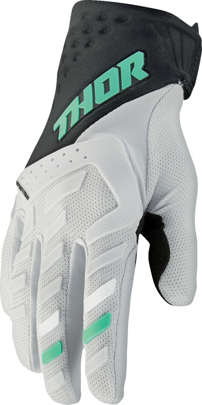 Thor Women's Spectrum Gloves Mint/Gray/Black - L - Mid-length cuff MX gloves for women - Click Image to Close
