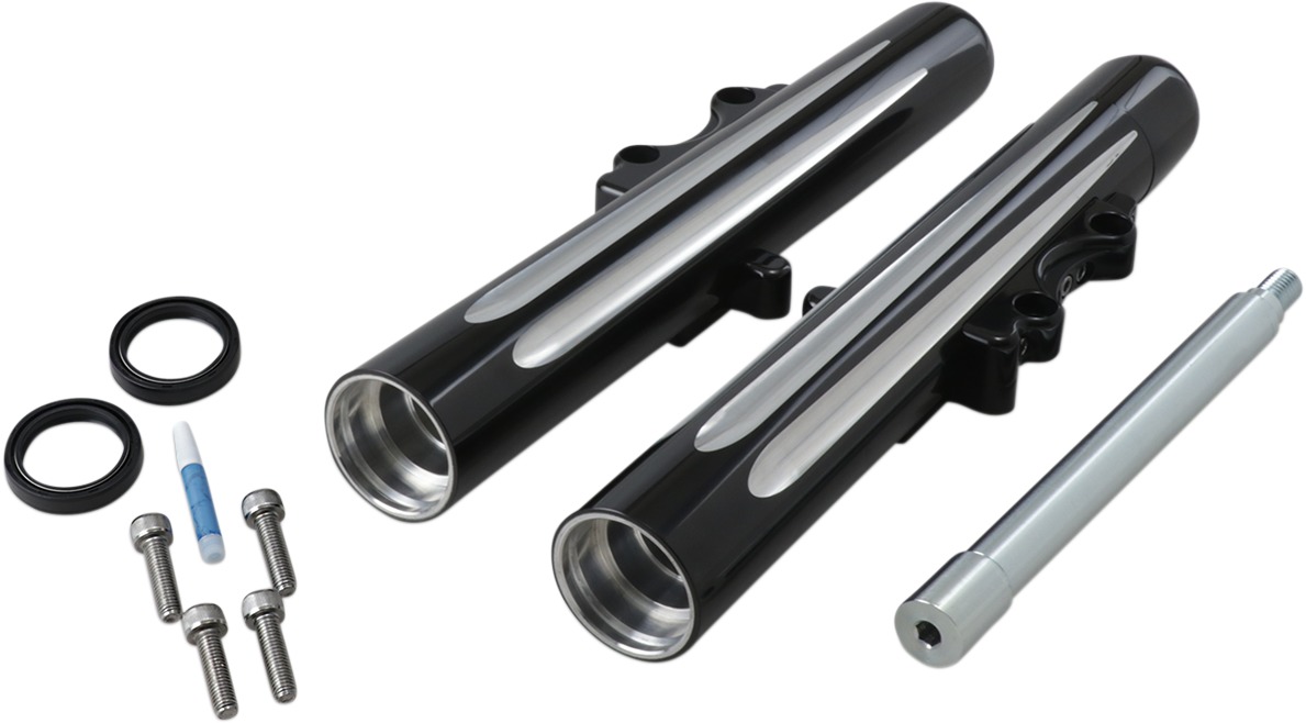 Arlen Ness Hot Leg Fork Legs Deep Cut Black Dual Disc - Click Image to Close