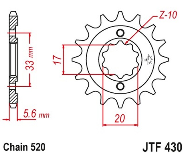 Front Steel Countershaft Sprocket - 13 Tooth 520 - Click Image to Close