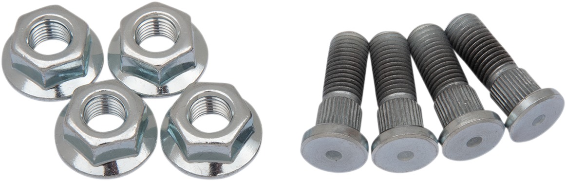 Original Wheel Stud and Nut Kit Rear Silver For Kawasaki Suzuki ATV - Rebuild kit for rear wheel studs and nuts For select ATVs - Click Image to Close