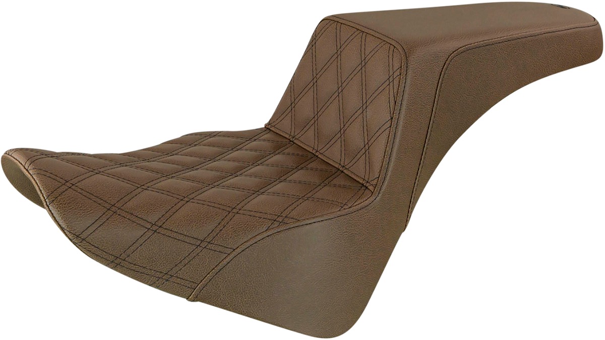 Step-Up Lattice Stitch 2-Up Seat Gel Brown - 18-20 Harley Softail - Click Image to Close