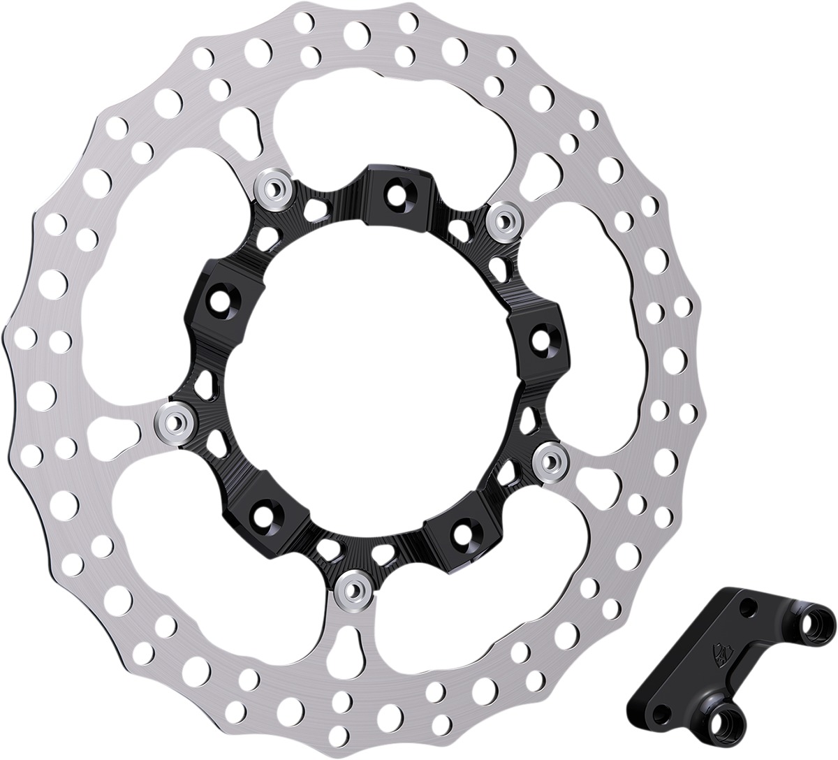 Left Side 14" Full Floating Rotor w/ Bracket & Black Center - Click Image to Close
