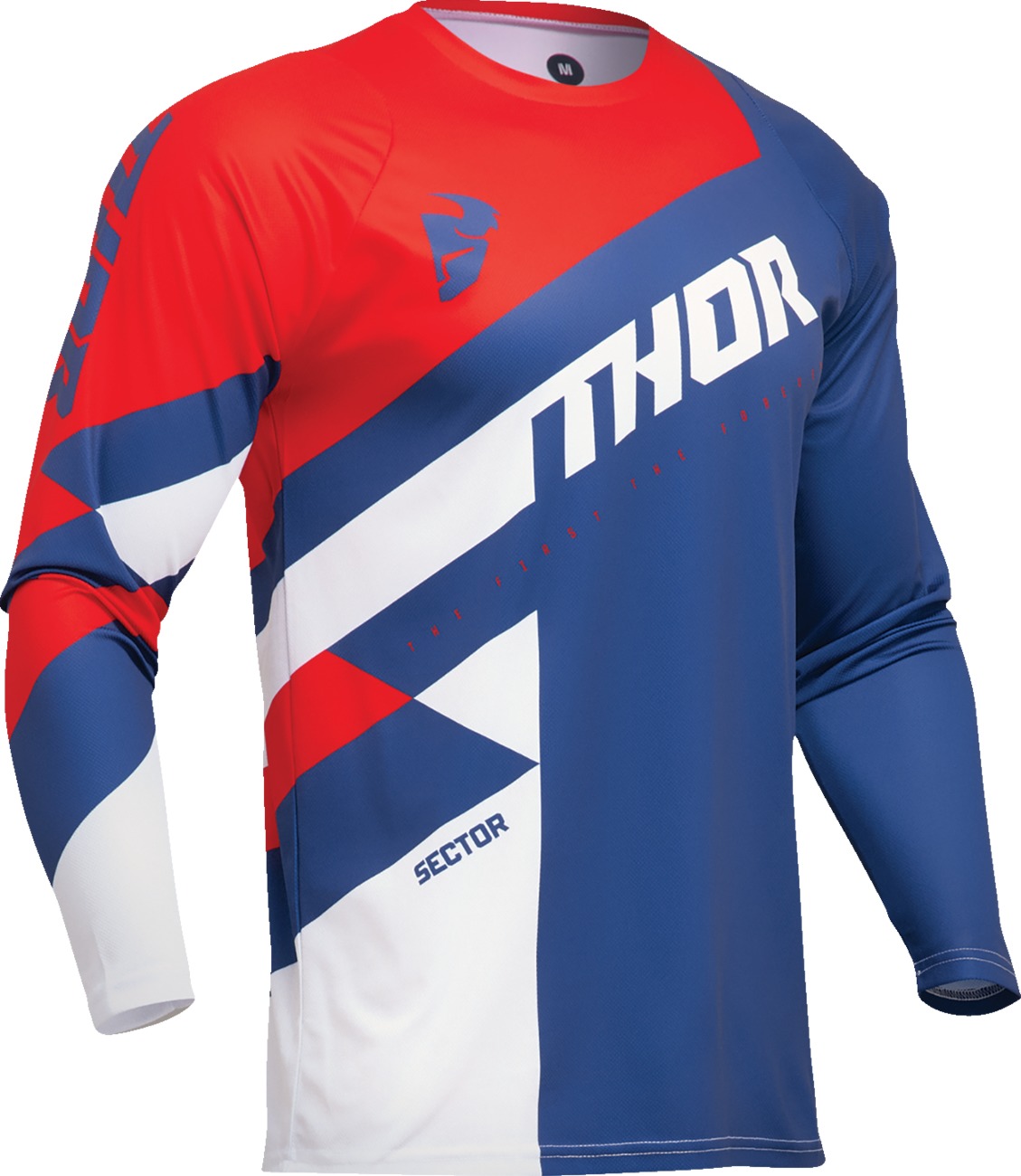 Thor Youth Sector Checker Jersey Red White Navy Large - Youth large race jersey in red, white, navy - Click Image to Close
